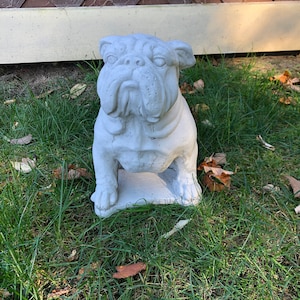 Bulldog Concrete Statue, 12'' Tall, Memorial Or Grave Marker, Garden Decor