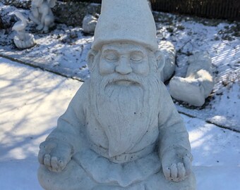 Zen Gnome, Concrete Gnome Statue, Meditating Gnome, Garden Decor, Traditional Gnomes,  Gnome Statue