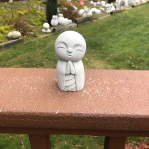 Concrete Happy Jizo Statue, Praying Jizo Monk Buddha, Small Buddha, Buddhist Protector of Children, Jizo Figure, Home Decor