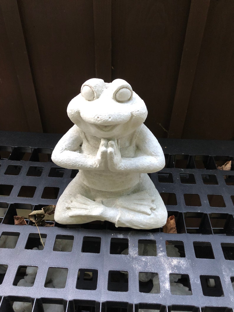 Concrete Meditating Frog Statue Zen Cement Frog Statue Zen Etsy