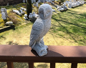 Owl Statue, Cement Owl, Garden Decor, Concrete Owl Statue, Lawn Ornament