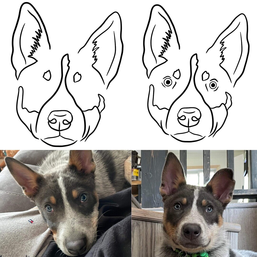 Digital Pet Line Art / Pet Illustration/ Custom Portrait / Tattoo Line ...