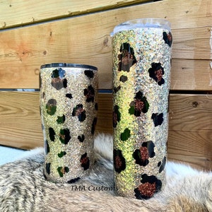 Glitter Leopard Print Tumbler/ Leopard Tumbler / Glitter Personalized Tumbler