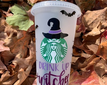 Drink Up Witches Starbucks Cup / Halloween Starbucks Cold Cup / Spooky Witch Cup