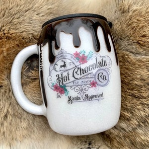 Hot Chocolate Drip Glitter Mug Tumbler / 14oz Drip Mug / Glitter Tumbler