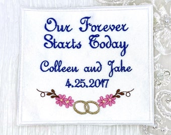 Embroidered Wedding Dress Label, Wedding Memento, Wedding Gown Patch, Our Forever Label Custom Wedding Dress Label