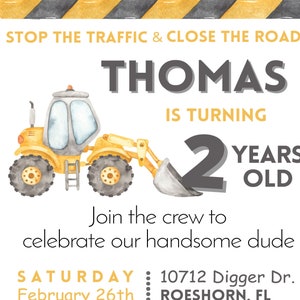 Construction Birthday Party Invitation, Birthday Party Invite, Printable, Digital, Construction Party Invite, Construction Theme Party
