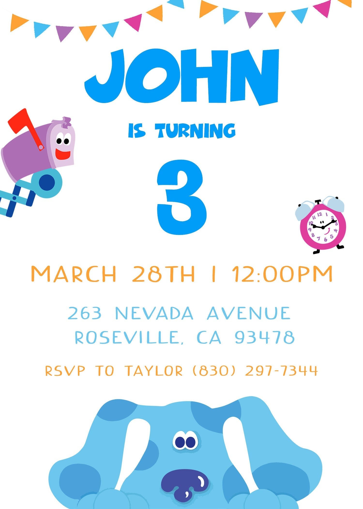Blues Clues Invitation, Blues Clues Birthday Invitation, Birthday
