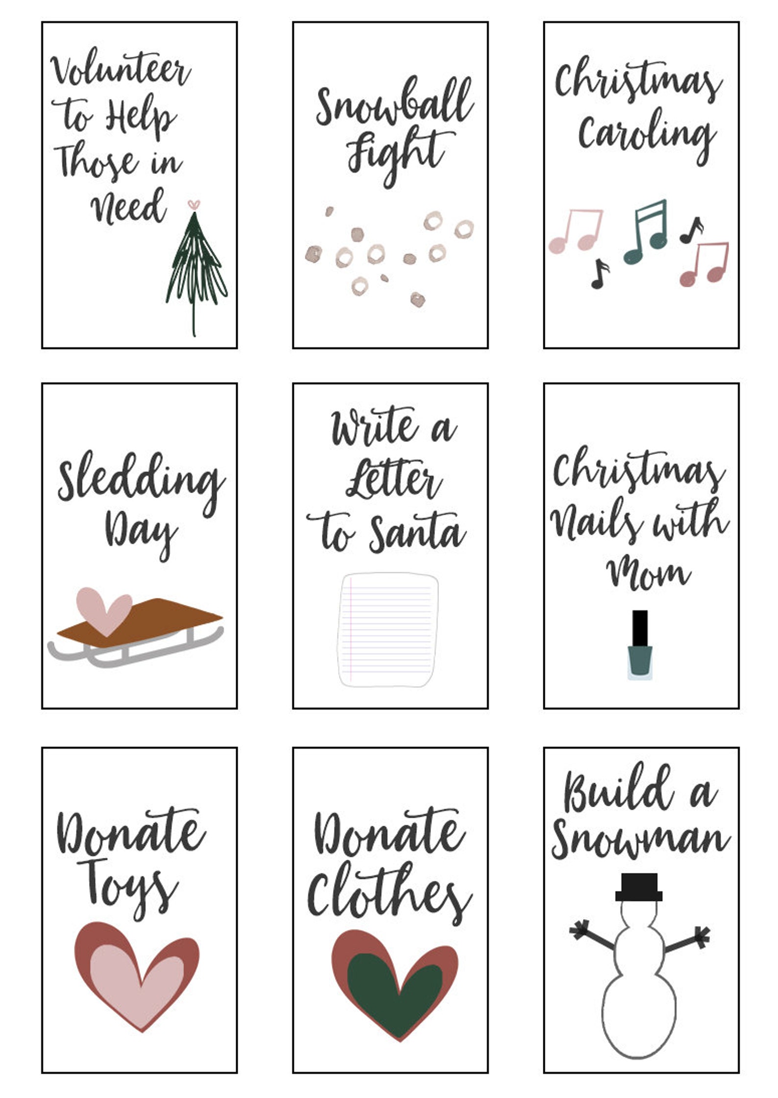 Printable Advent Calendar for Kids - Etsy