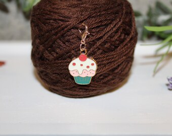 Cupcake Stitch Marker Rose Gold Enamel Knitting Crochet Progress Keeper