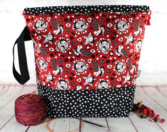Betty Boop Project Bag Knitting Tote Bag XL Large Medium Project Bag Crochet Project Bag Sweater Shawl Scarf Project Bag Craft Bag
