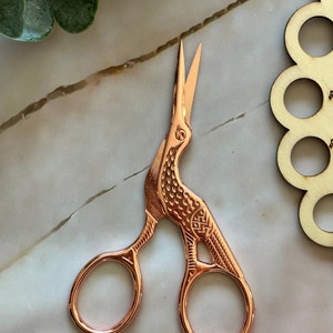 Small Craft Scissors Embroidery scissor 4&quot; Rose Gold Stork scissors thread snips crochet knitting supplies cross stitch Craft Gift Scissors