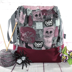 Witchy Ritual Projekt-tasche Strick-Einkaufstasche XL Mittelgroße Projekt-tasche Gehäkelte Projekttasche Pullover Schal Projekttasche Basteltasche