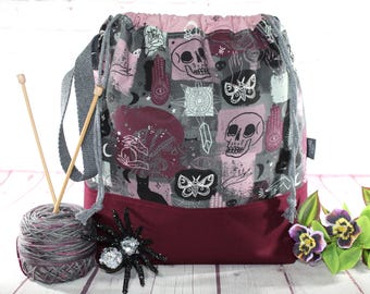 Witchy Ritual Project Bag Knitting Tote Bag XL Large Medium Project Bag Crochet Project Bag Sweater Shawl Scarf Project Bag Craft Bag