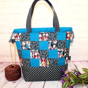Jack and Sally Grand sac fourre-tout en patchwork Sac à projets en tricot Crochet Projects Pull châle et Large Projects Édition LIMITÉE