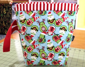 Christmas In July 2026 Small Project Bag Sock Size Knitting Project Bag Crochet Project Bag Sassy Sack Hats Scarf baby Christmas Avocados