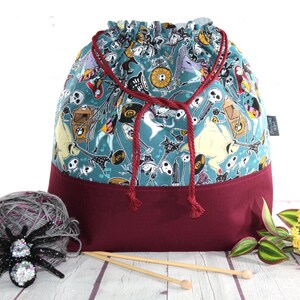 Torba na robótki ręczne Jack i Sally XL Duża torba na robótki ręczne Średnia torba na robótki ręczne Torba na robótki ręczne do haftu krzyżykowego Sweter i szal zdjęcie 5