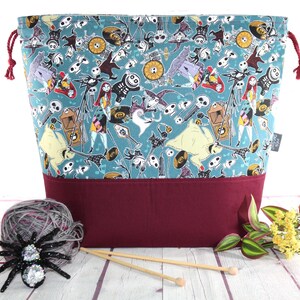 Torba na robótki ręczne Jack i Sally XL Duża torba na robótki ręczne Średnia torba na robótki ręczne Torba na robótki ręczne do haftu krzyżykowego Sweter i szal zdjęcie 2