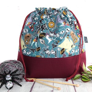 Torba na robótki ręczne Jack i Sally XL Duża torba na robótki ręczne Średnia torba na robótki ręczne Torba na robótki ręczne do haftu krzyżykowego Sweter i szal zdjęcie 6