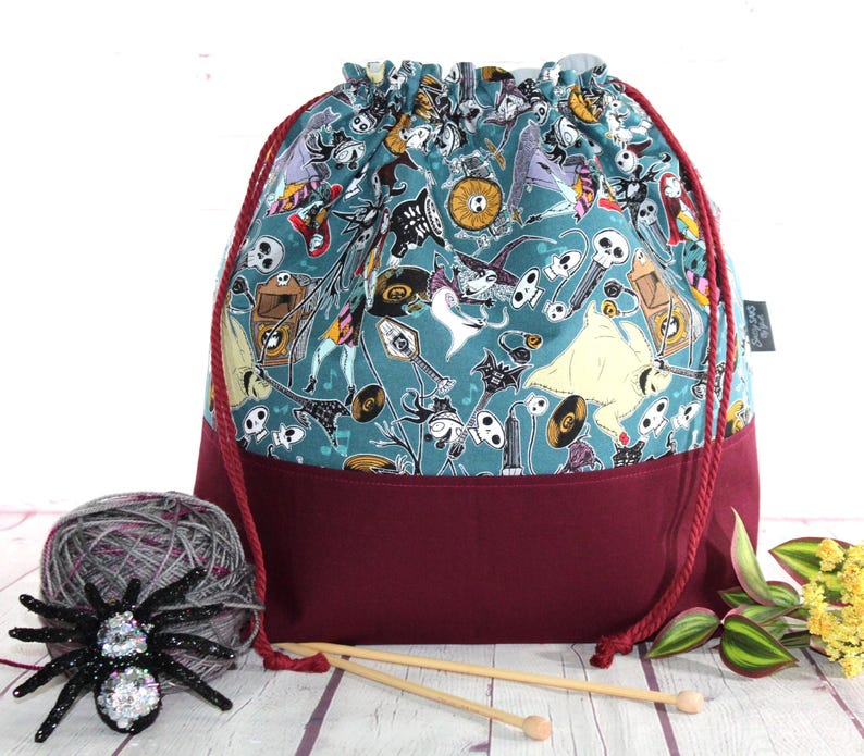 Torba na robótki ręczne Jack i Sally XL Duża torba na robótki ręczne Średnia torba na robótki ręczne Torba na robótki ręczne do haftu krzyżykowego Sweter i szal zdjęcie 6