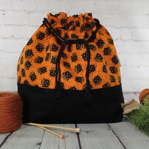 Mystical Cats Drawstring Project Bag XL Large Knitting Project Bag Medium Crochet Project Bag Cross Stitch Craft Project Bag Sweater Shawl