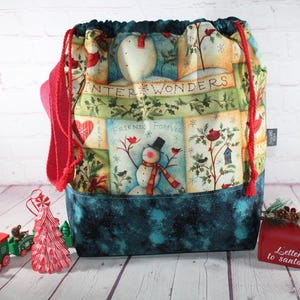 Winter Wonders Project Bag Knitting Tote Bag XL Large Medium Project Bag Crochet Project Bag Sweater Shawl Scarf Projects Craft Tote Bag