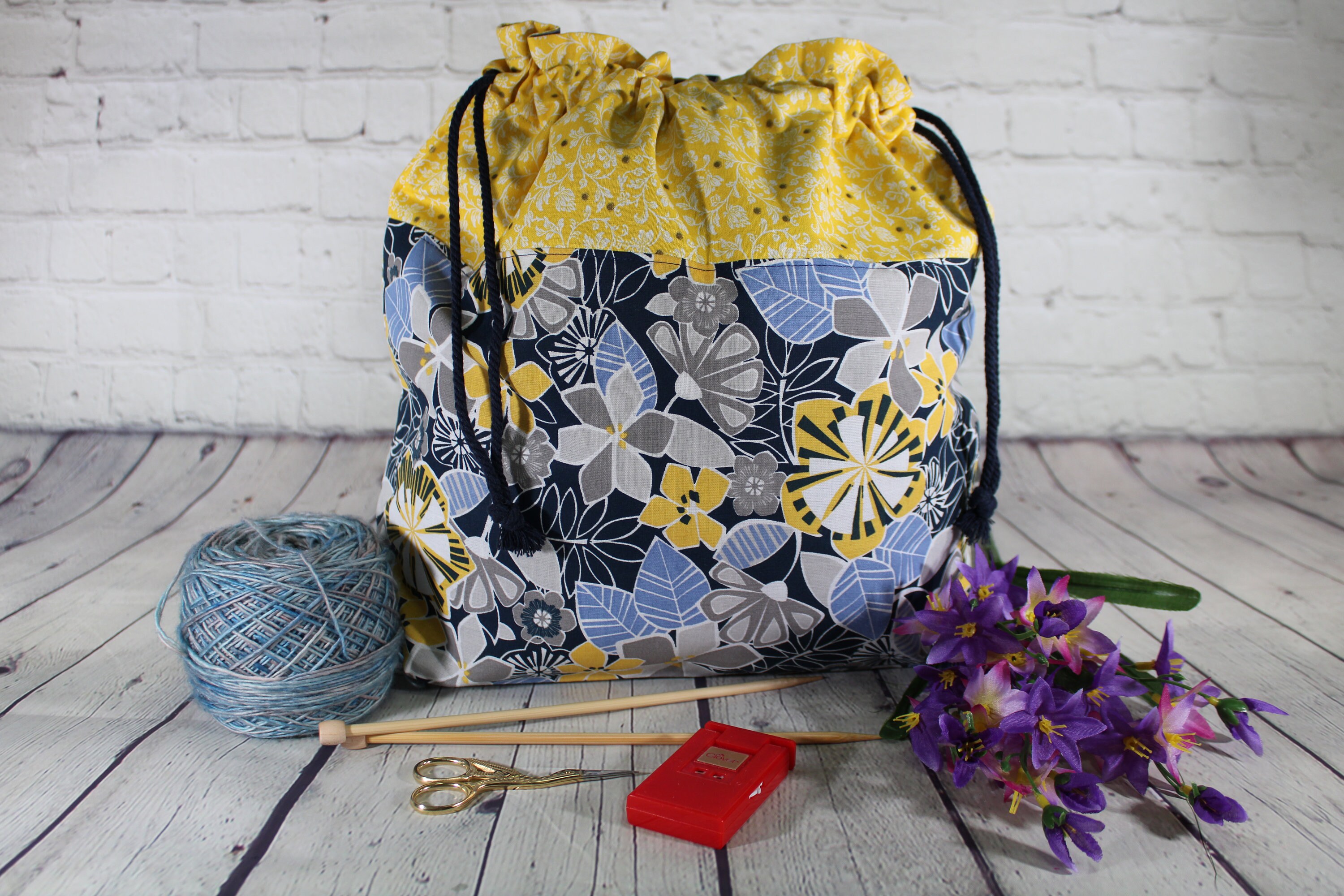 Floral Knitting Project Bags XL Large Medium Small Etsy