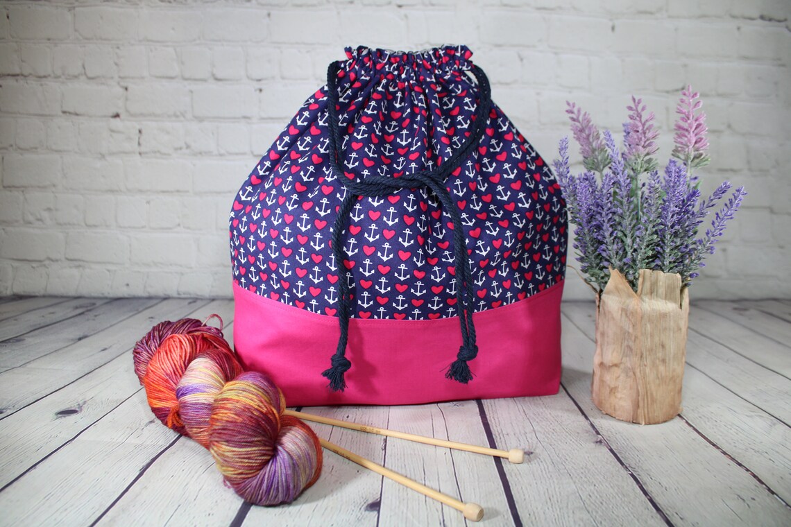 Anclajes y corazones XL gran bolsa de cordón XL gran | Etsy
