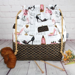 Stiletto Shoes Drawstring Project Bag XL Large Knitting Project Bag Medium Crochet Project Bag Cross Stitch Craft Project Bag Sweater Shawl