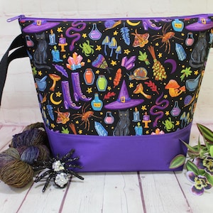 Wicked Witch Wardrobe Zipper Project bag XL Large Project Bag Knitting project bag Crochet Project Cross Stitch Project Bag Craft Zipper Bag
