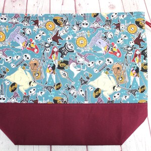 Torba na robótki ręczne Jack i Sally XL Duża torba na robótki ręczne Średnia torba na robótki ręczne Torba na robótki ręczne do haftu krzyżykowego Sweter i szal zdjęcie 9