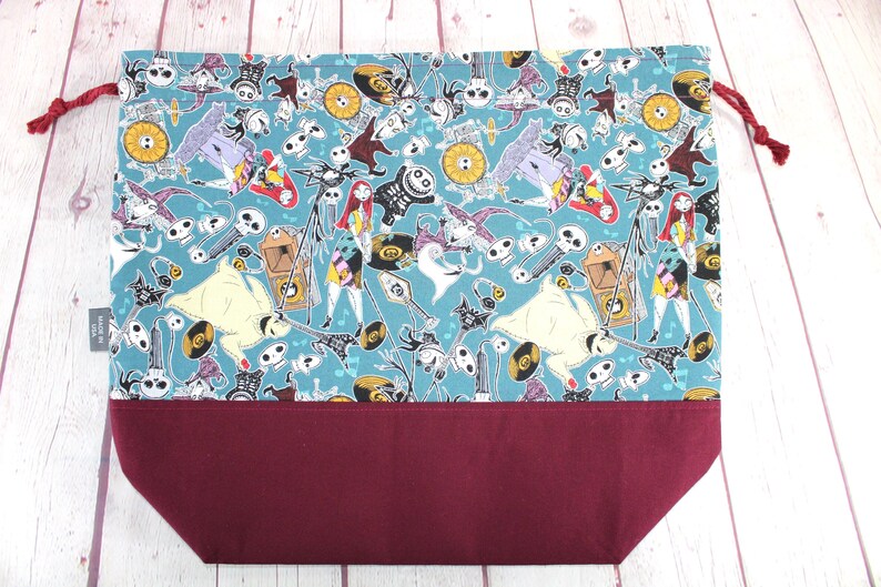 Torba na robótki ręczne Jack i Sally XL Duża torba na robótki ręczne Średnia torba na robótki ręczne Torba na robótki ręczne do haftu krzyżykowego Sweter i szal zdjęcie 9