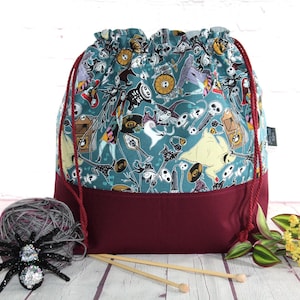 Torba na robótki ręczne Jack i Sally XL Duża torba na robótki ręczne Średnia torba na robótki ręczne Torba na robótki ręczne do haftu krzyżykowego Sweter i szal zdjęcie 1