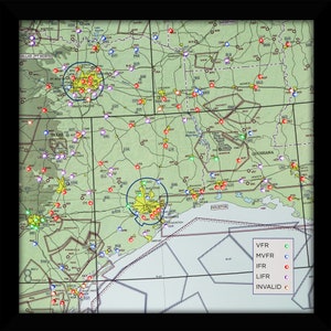 Texas METAR-kaart klein met 142 LED's (met delen van LA, AR)