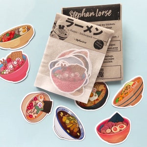 Ramen Sticker Pack, up-cycled packaging