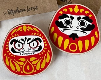 Japanese Daruma, Wooden Pin, Good Luck Charm