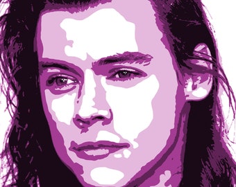 Harry Styles - One Direction Original digital wall art gift idea.  Available in sizes A3 A4 & 10 x 8 instant download limited edition print