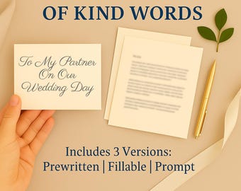 Wedding Day Letter to Partner | Printable Keepsake Template (Digital Download)