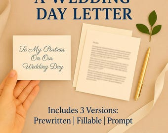 Wedding Day Letter to Partner | Printable Keepsake Template (Digital Download)