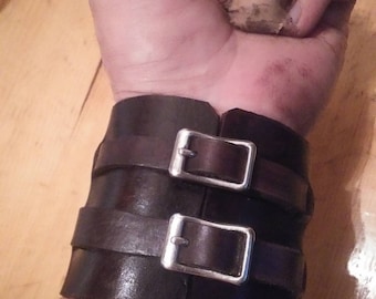 Leather blacksmith wrist cuff / brace. Large size 7 1/4" average diameter.