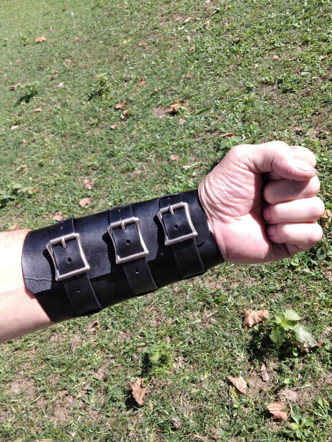 Leather Pair (x2) Forearm / Wrist Cuffs, Extra Wide. 6
