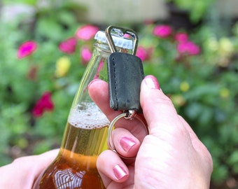 Personalized Leather Keychain Bottle Opener, Custom Bottle Opener, Key Ring Bottle Opener, Personalized Business Gift
