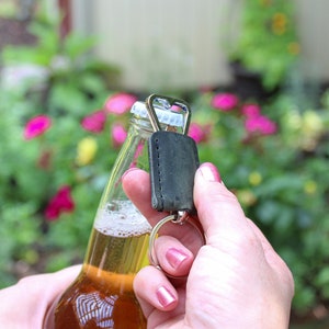 Personalized Leather Keychain Bottle Opener, Custom Bottle Opener, Key Ring Bottle Opener, Personalized Business Gift
