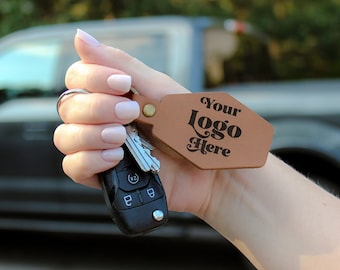 USA HANDMADE Personalized Leather Keychain - Custom Logo Keyring - Engraved Leather Keychain - Custom Name Keychain - Leather Key Chain