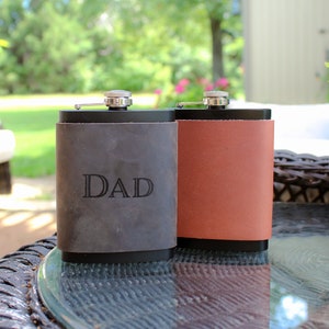 Hand Stitched Personalized Leather Flask, Custom Engraved Hip Flask, Groomsman Flask, Wedding Gift for Him