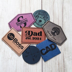 USA HANDMADE Personalized Leather Patch - Custom Logo Patch - Engraved Leather Patch for Hats - Custom Leather Tags - Business Logo Patch