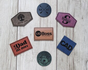 USA HANDMADE Personalized Leather Patch - Custom Logo Patch - Engraved Leather Patch for Hats - Custom Leather Tags - Business Logo Patch