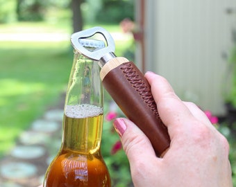 Ouvre-bouteille en cuir, Ouvre-boisson, Ouvre-bouteille enveloppé de cuir, Accessoires de bar