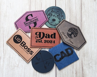 USA HANDMADE Personalized Leather Patch - Custom Logo Patch - Engraved Leather Patch for Hats - Custom Leather Tags - Business Logo Patch