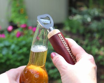 Ouvre-bouteille en cuir, Ouvre-boisson, Ouvre-bouteille enveloppé de cuir, Accessoires de bar